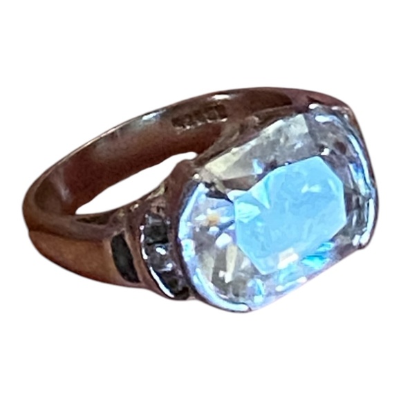 Sterling silver stamped SS 925 ring with sparkly bling faceted stones - Picture 3 of 17